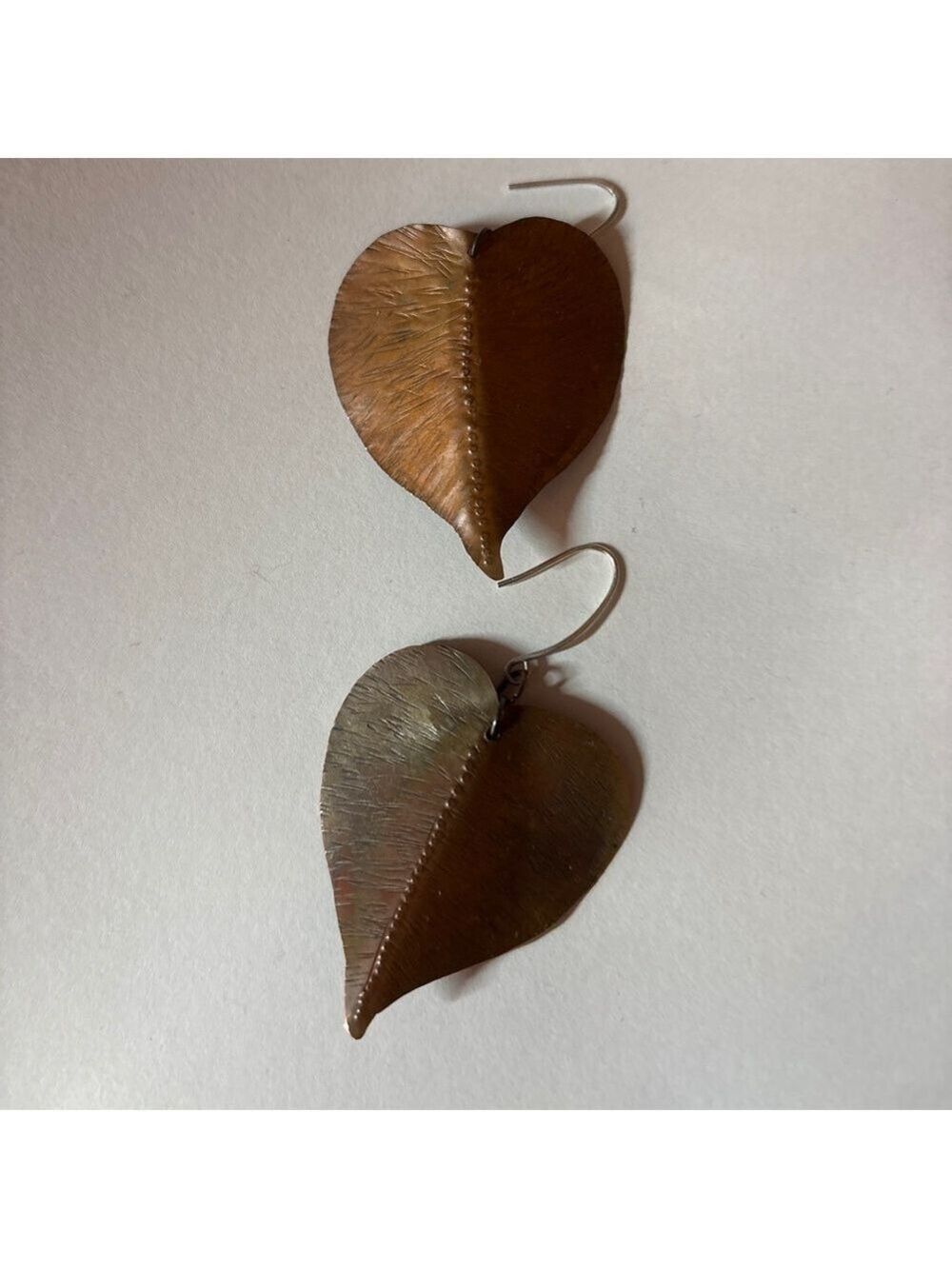 Elegant Copper Leaf Earrings for Pierced Ears - Picture 2 of 2